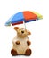 Sheep holding summer parasol umbrella brolly