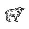 Sheep icon. Black line vector isolated icon on white background.