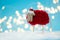 Sheep lamb toy background. Christmas greating card. Christmas or New Year celebration concept. Copy space