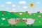 Sheep on lawn, vector
