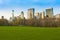 Sheep Meadow at Central Park and Midtown skyline, New York City