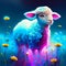 Sheep in the meadow with dandelions - digital painting generative AI