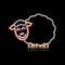 Sheep neon sign. Bright glowing symbol on a black background.