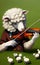 sheep playing the violin fairy tale animal cute illustration AI Generated