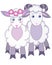 Sheep and ram, couple of cute sheep - vector full color picture.