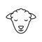 Sheep or ram head. Linear livestock icon. Black simple illustration of kind of meat, muslim animal for sacrifice. Contour isolated