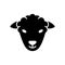 Sheep or ram head. Outline logo of livestock. Cutout silhouette icon. Black simple illustration of kind of meat, muslim animal for