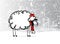 Sheep santa in forest, symbol of new year 2015