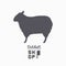 Sheep silhouette. Lamb meat. Butcher shop logo template