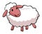 Sheep Smiling Backwards Color Illustration Design