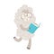 Sheep Smiling Bookworm Zoo Character Wearing Glasses And Reading A Book Cartoon Illustration Part Of Animals In Library