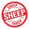 SHEEP text written on red round stamp sign