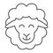 Sheep thin line icon, animal and rural, lamb sign, vector graphics, a linear pattern on a white background.