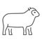 Sheep thin line icon, Farm animals concept, lamb sign on white background, silhouette of sheep animal icon in outline