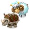 Sheep with transmitter on head and Rhino in armor