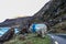 A sheep at the winding roads at Gap of Dunloe in Ring of Kerry, a narrow mountain pass running north to south of county Kerry