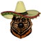 Sheepherd dog, sheepdog portrait. Sombrero mexican hat. Head of pet. Animal face.