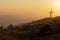 sheeps pacing in the basque mountains at sunset