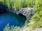 Sheer cliff and blue lake