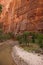 Sheer cliffs confine the Virgin River