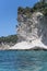 Sheer foreland of white worn  cliffs at Mercury bay, New Zealand