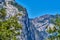 Sheer rock granite face in Yosemite as seen from Vernal Falls area