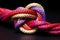 sheet bend knot connecting two different colored ropes
