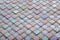 Sheet of glass tile mosaic. Close-up textute. Selective focus