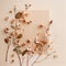 a sheet of paper with flowers on a beige background. Generative AI