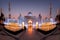 Sheikh Zayed Grand Mosque against sunset in Abu-Dhabi, United Arab Emirates