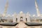 Sheikh Zayed Mosque Facade with Fountain, The Great Marble Grand Mosque at Abu Dhabi, UAE