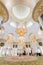 Sheikh Zayed Mosque Interior with Grand Crystal Chandelier and Arabic Geometry Decoration, The Great Marble Grand Mosque at Abu Dh