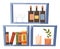 Shelf with Books, Wine Bottles and Wineglasses