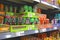 Shelf with energy drinks in cans in German supermarket