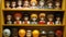 A shelf filled with dolls heads and other dolls heads, AI