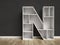 Shelf font 3d rendering, letter N