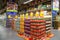 A shelf of food seasonings in a supermarket
