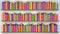 Shelf with multicolored books