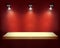 Shelf with spotlights. Vector illustration.