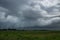 Shelfcloud of a severe thunderstorm over the wide open countryside of The Netherlands, western Europe.