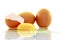 The shell of an egg,the egg,egg yolk,isolated on white background
