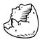 Shell of the eggs hand drawn. Vector of egg shell. Broken egg icon