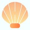 Shell flat icon. Black sea shell closeup illustration isolated on white. Scallop seashell gradient style design
