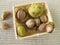 Shellbark hickory nuts in basket