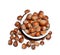 Shelled hazelnuts in bowl