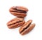 Shelled pecan nuts on white background