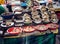 Shellfish small and large stacked and displayed at the Haeundae Sunrise market in Busan, South Korea