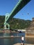 #ShellNoPDX Protester hang from Cathedral Park\'s St. John Bridge