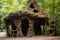 shelter made from branches and leaves