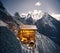 Shelter of tourists climbers in the Alps